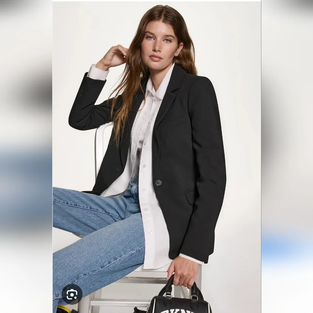 DKNY Deep Green Wool Work Career Office Jacket Blazer Size 8